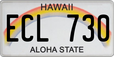HI license plate ECL730