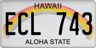 HI license plate ECL743