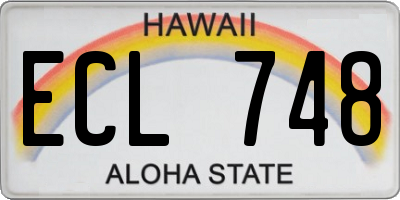 HI license plate ECL748