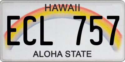 HI license plate ECL757