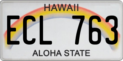 HI license plate ECL763