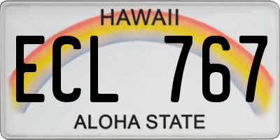 HI license plate ECL767
