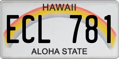 HI license plate ECL781