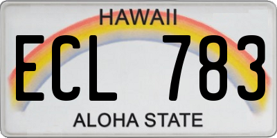 HI license plate ECL783