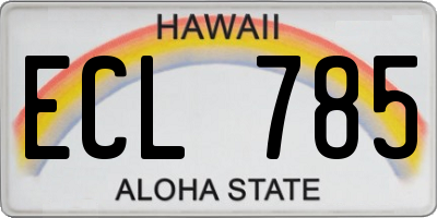 HI license plate ECL785