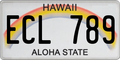 HI license plate ECL789