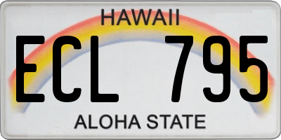HI license plate ECL795