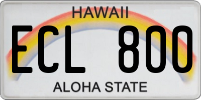 HI license plate ECL800
