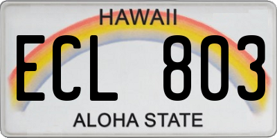 HI license plate ECL803