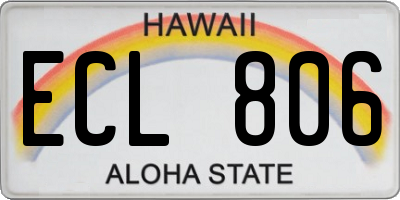 HI license plate ECL806