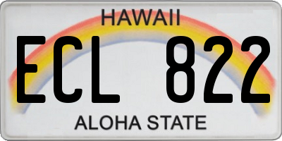 HI license plate ECL822