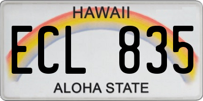 HI license plate ECL835
