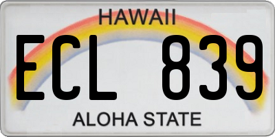 HI license plate ECL839
