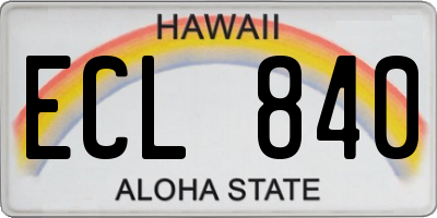 HI license plate ECL840