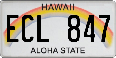 HI license plate ECL847