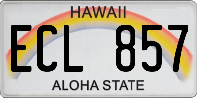HI license plate ECL857