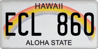 HI license plate ECL860