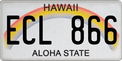 HI license plate ECL866