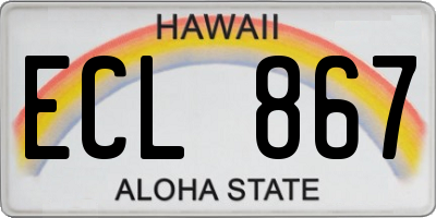 HI license plate ECL867