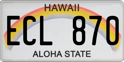 HI license plate ECL870