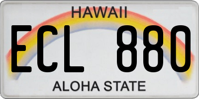 HI license plate ECL880