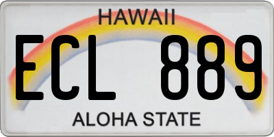 HI license plate ECL889