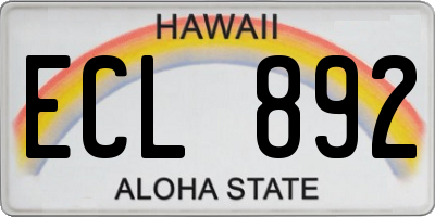 HI license plate ECL892