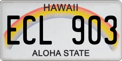HI license plate ECL903