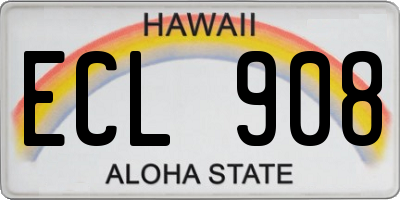 HI license plate ECL908