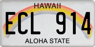 HI license plate ECL914