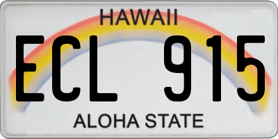 HI license plate ECL915