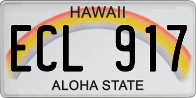 HI license plate ECL917