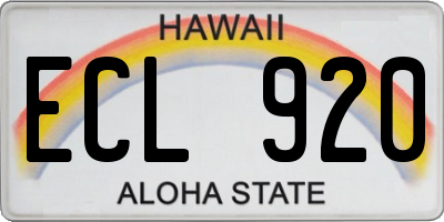 HI license plate ECL920