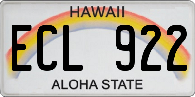 HI license plate ECL922