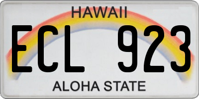 HI license plate ECL923