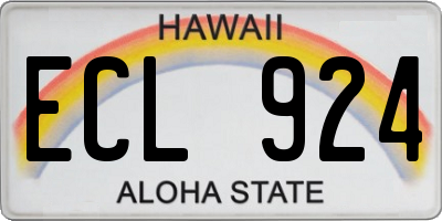 HI license plate ECL924