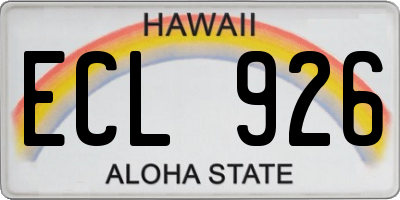 HI license plate ECL926
