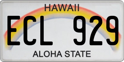 HI license plate ECL929