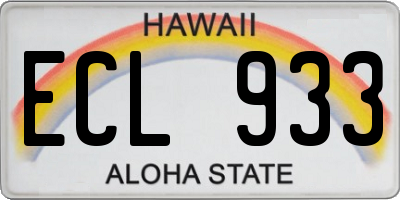 HI license plate ECL933