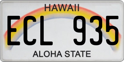 HI license plate ECL935