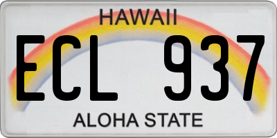 HI license plate ECL937