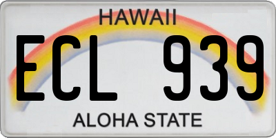 HI license plate ECL939