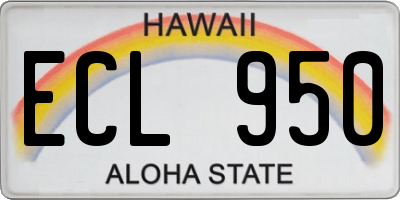 HI license plate ECL950