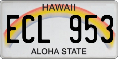 HI license plate ECL953