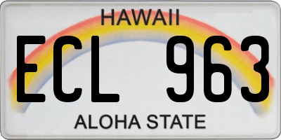 HI license plate ECL963