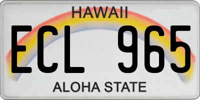 HI license plate ECL965