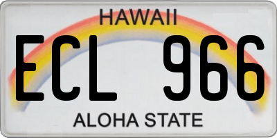 HI license plate ECL966