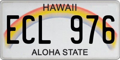 HI license plate ECL976