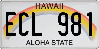 HI license plate ECL981
