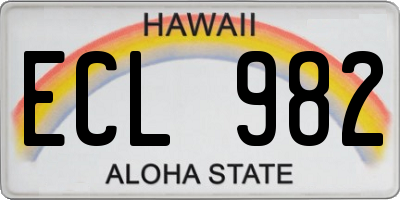 HI license plate ECL982